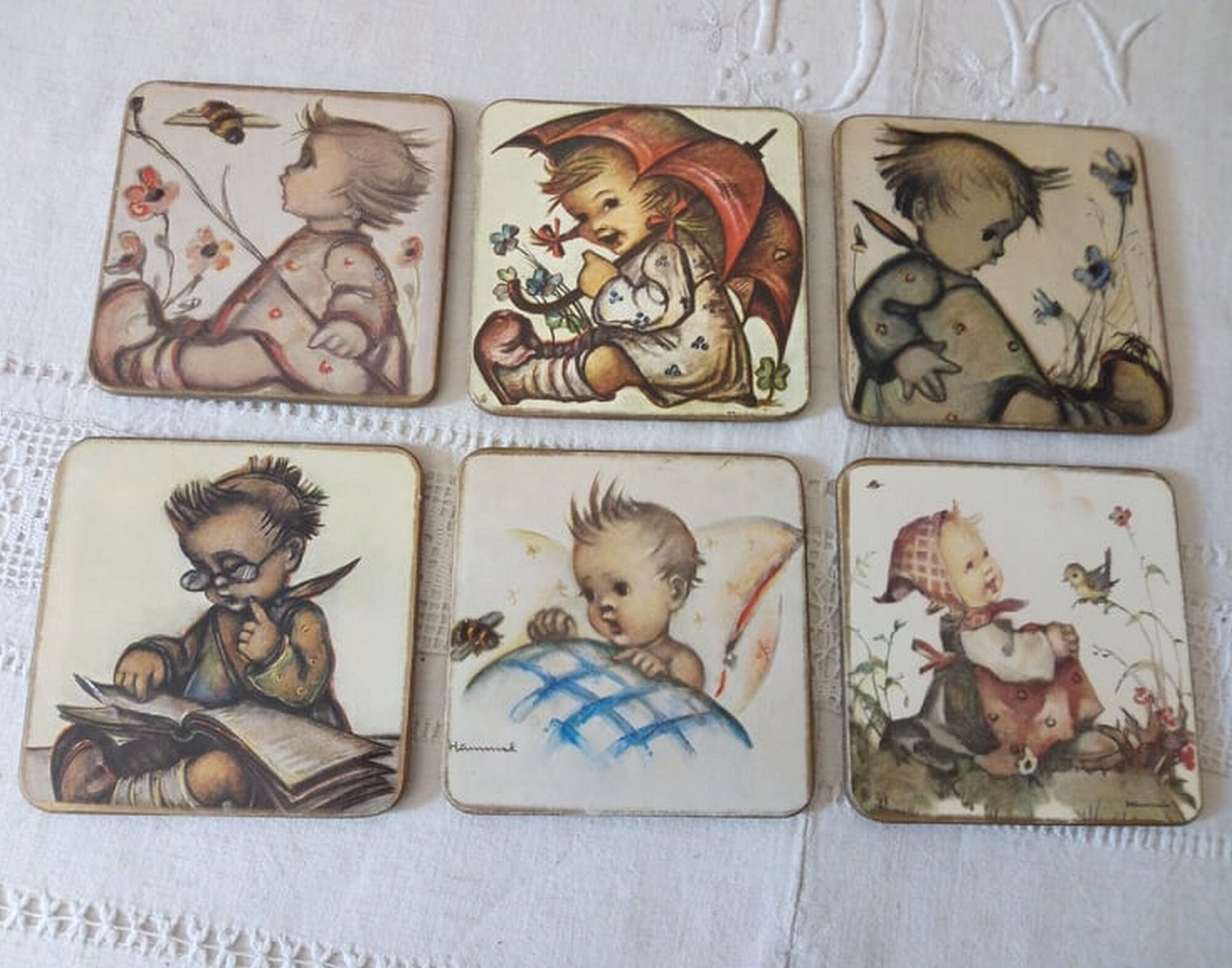 Lot de 6 Dessous Verre Vintage/Anciens Années 1950 Français