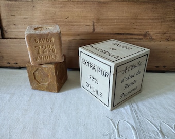 "Marseille soap" box / wooden box with Marseille soap decor / vintage soap-style patinated box