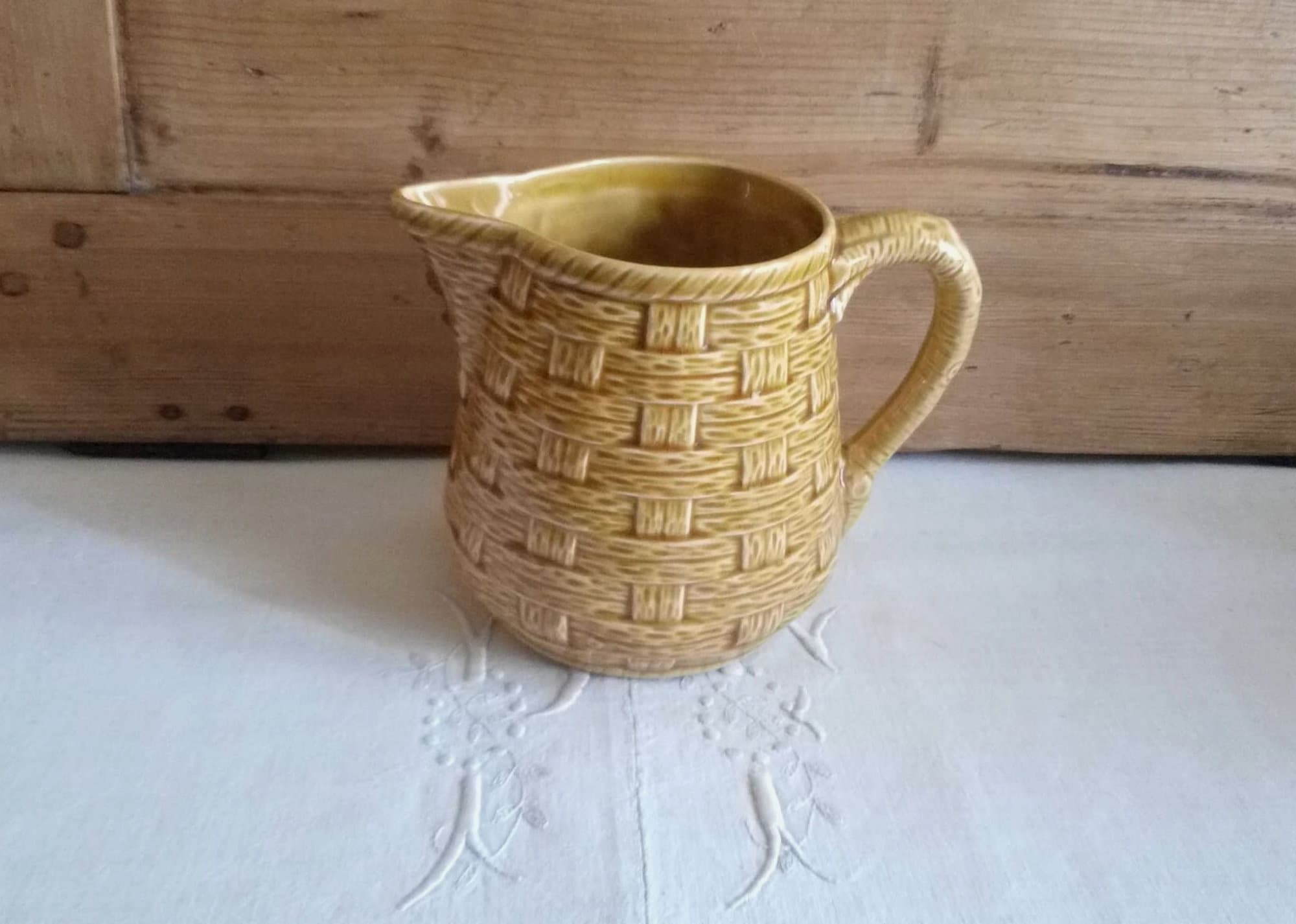 Pichet en Céramique/Pichet à Eau Digoin Sarreguemines Vintage Français Pot Déco Campagne Chic Vaisse