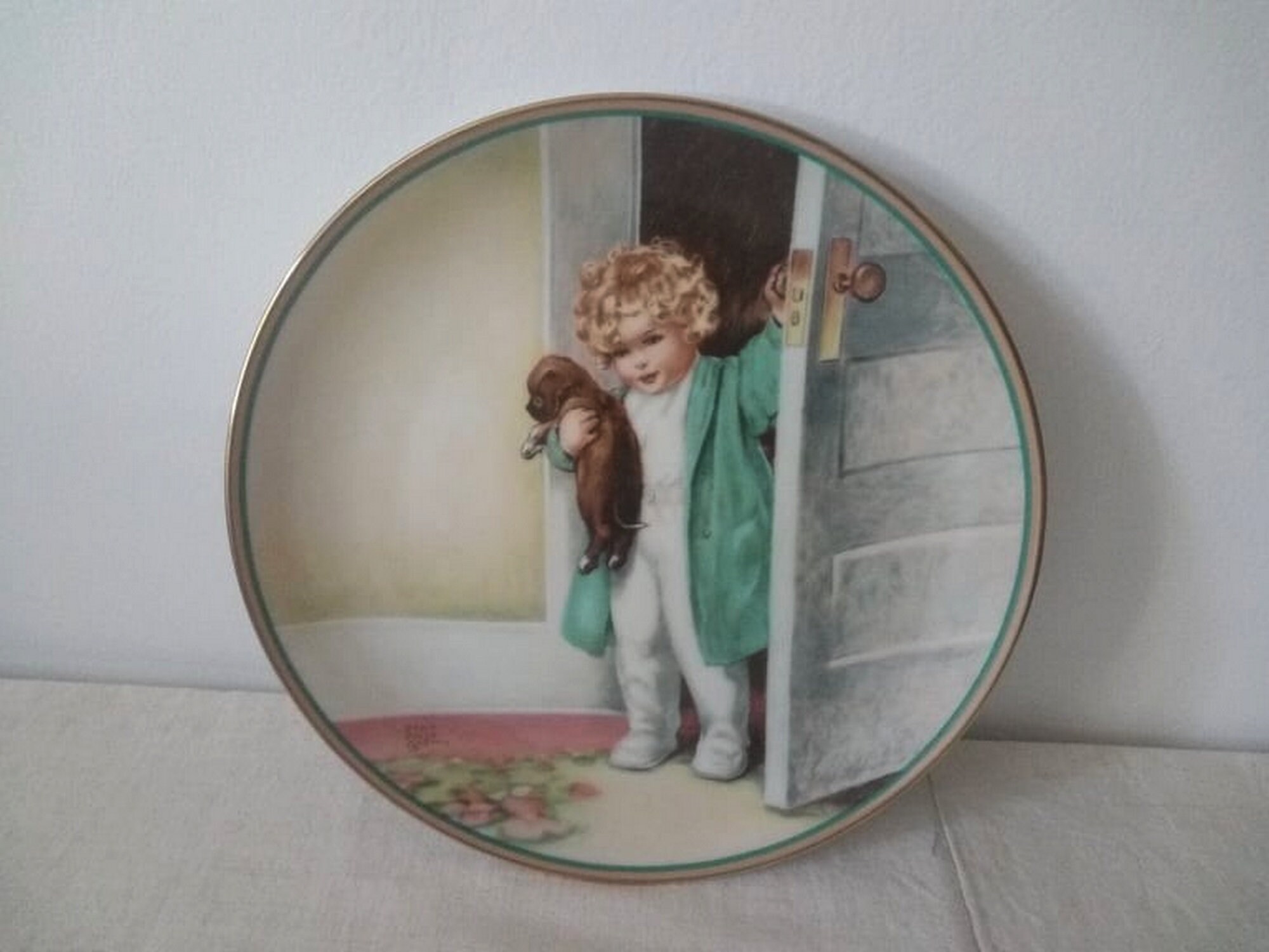 Assiette Vintage en Porcelaine/Assiette Ancienne Numérotée Décor Bessie Pease Gutmann Année 1986