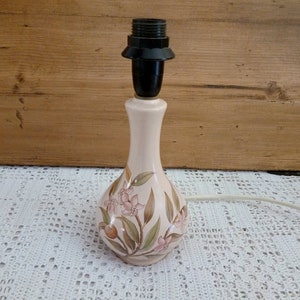 Vintage lamp base / floral ceramic lamp base / pink lamp base 1970s