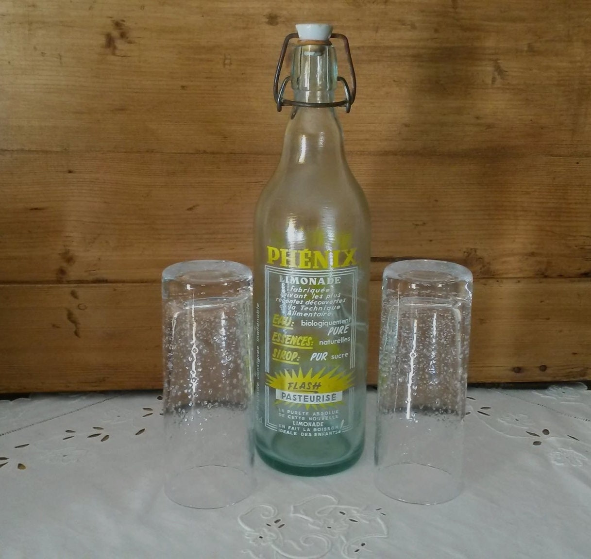 Bouteille de Limonade Vintage 1 Litre/Bonbonne Bouteille Décoration en Verre Retro Français