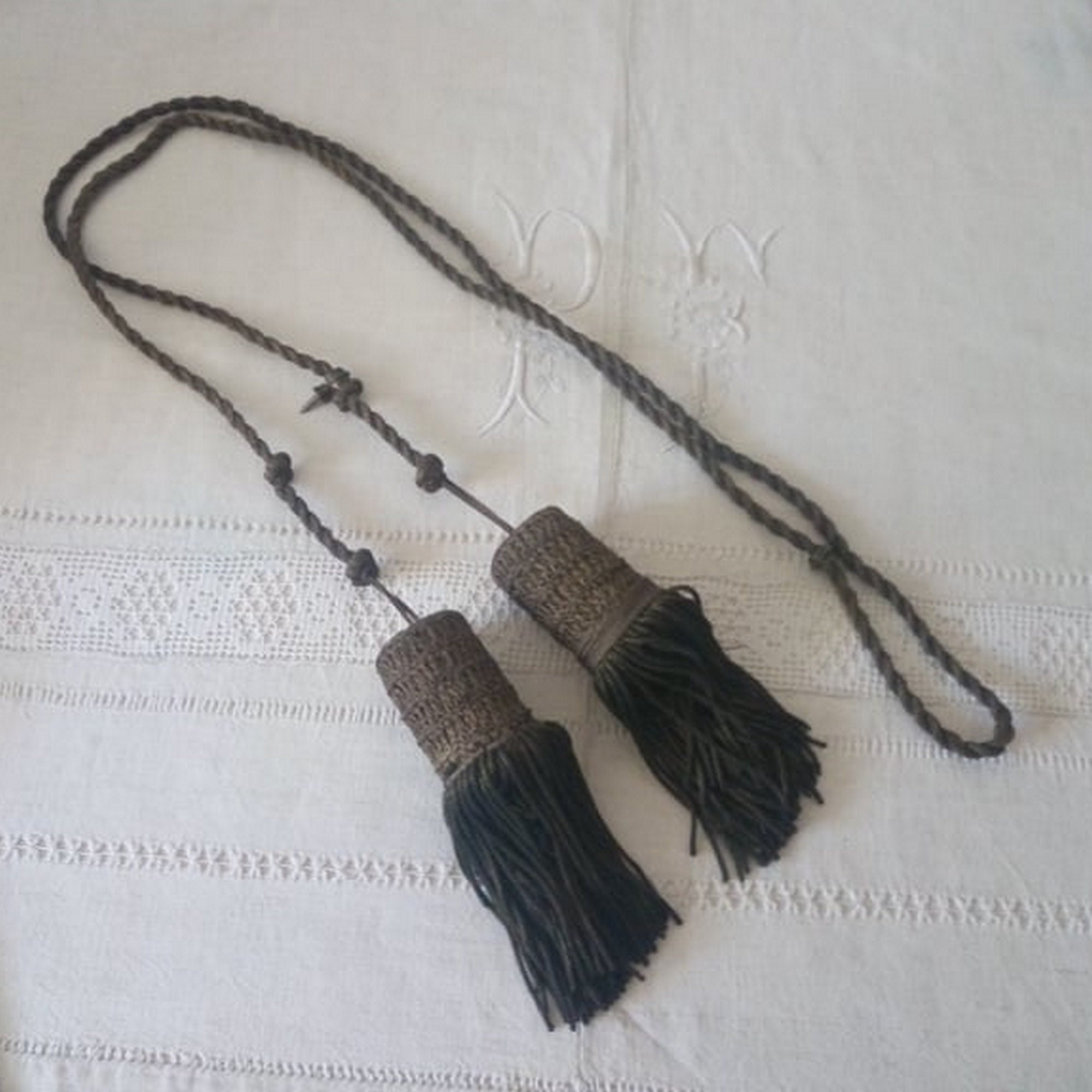 Embrasse Pour Rideaux Vintage/Embrasse Rétro Des Années 1900 Ancienne avec Pompons