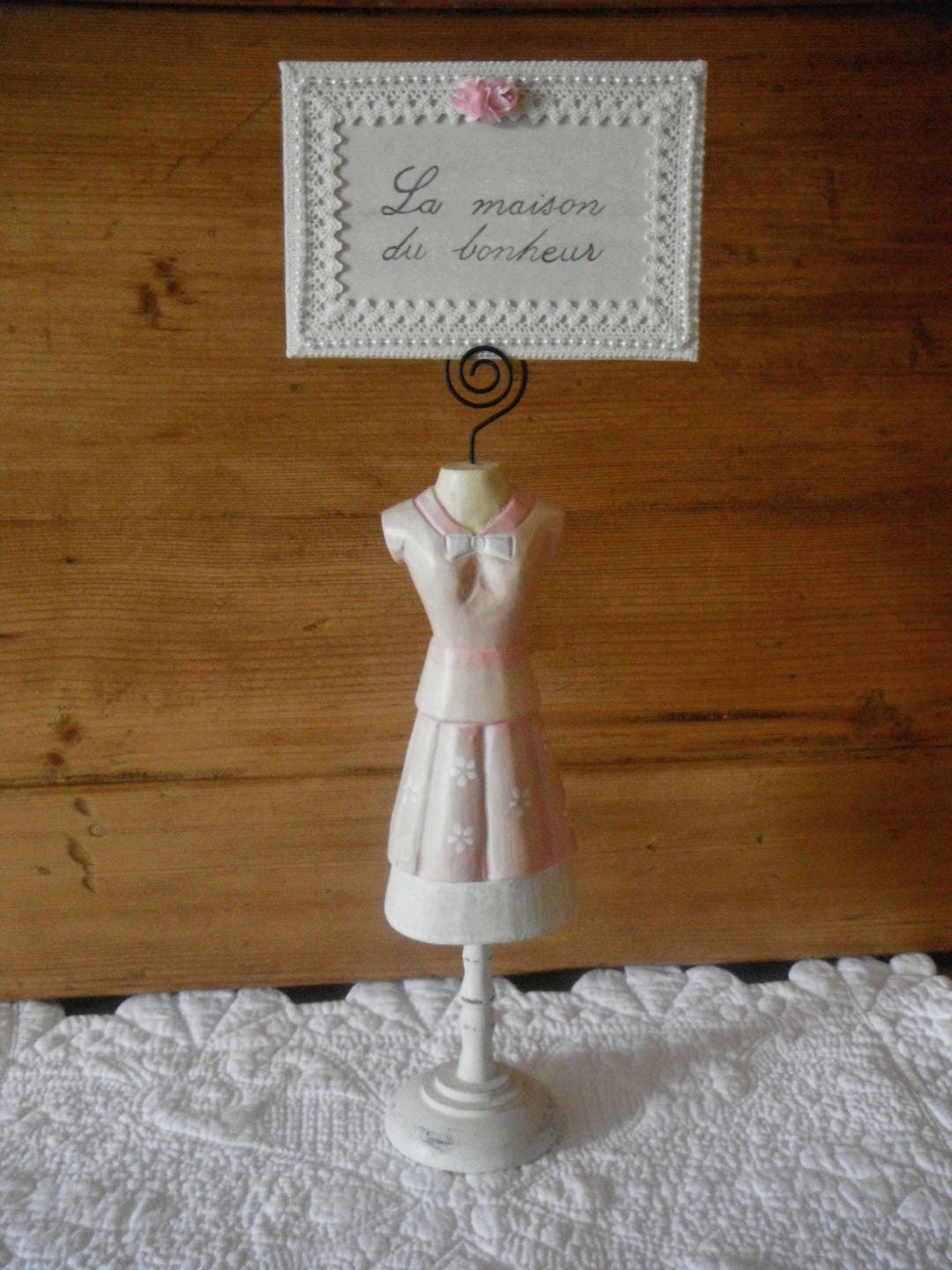 Porte Photo en Bois Patiné et Décoré Esprit Shabby Chic