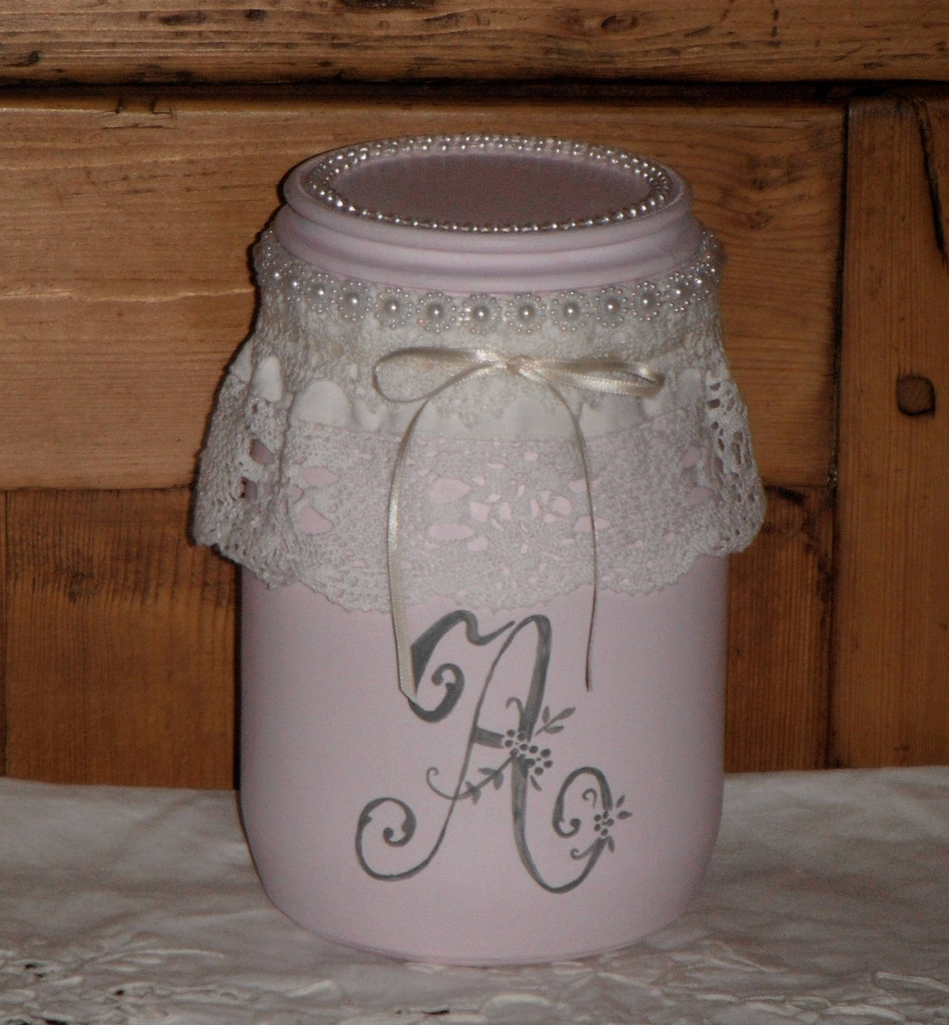 Flacon en Verre Shabby Chic et Romantique/Rose Poudré