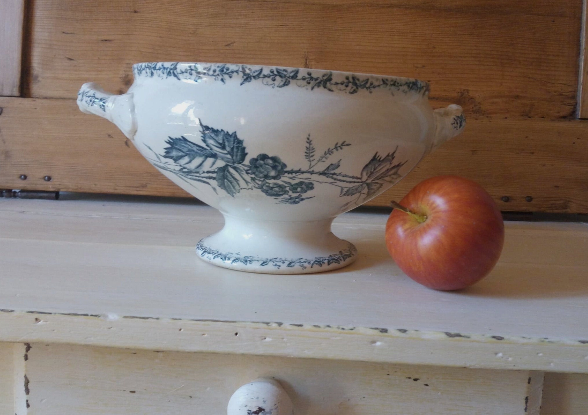 Compotier Fin Xixème Siècle/Coupe à Fruits Ancienne Badonviller Vintage Français Compotier Décor de