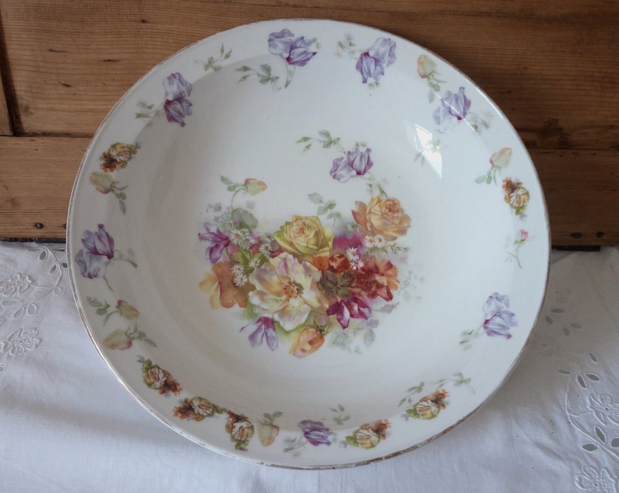 Grand Plat Creux en Porcelaine de Limoges/Vaisselle Vintage Française Cuisine Campagne Chic Saladier