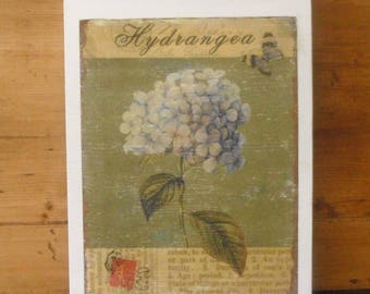 Hydrangea wood printing/countryside style and Shabby Chic frame