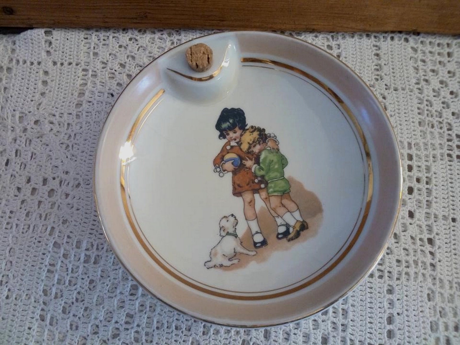 Assiette Ancienne Pour Bébé en Porcelaine de Limoges/Vaisselle Française Vintage Français