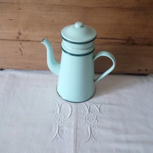 Antique coffee pot / antique enamel coffee pot / vintage coffee pot / vintage French / enamel French coffee pot