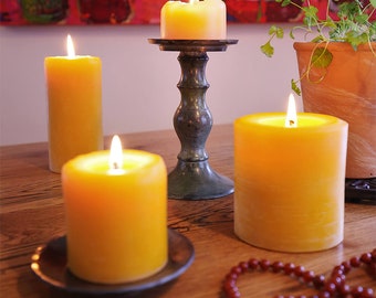 Pure Beeswax Pillar Candles (Various Sizes)