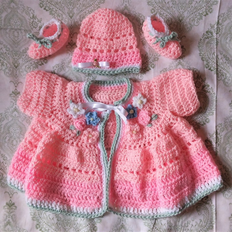 Crocheted Baby Girl Layette SetPink Layette SetCrocheted Etsy