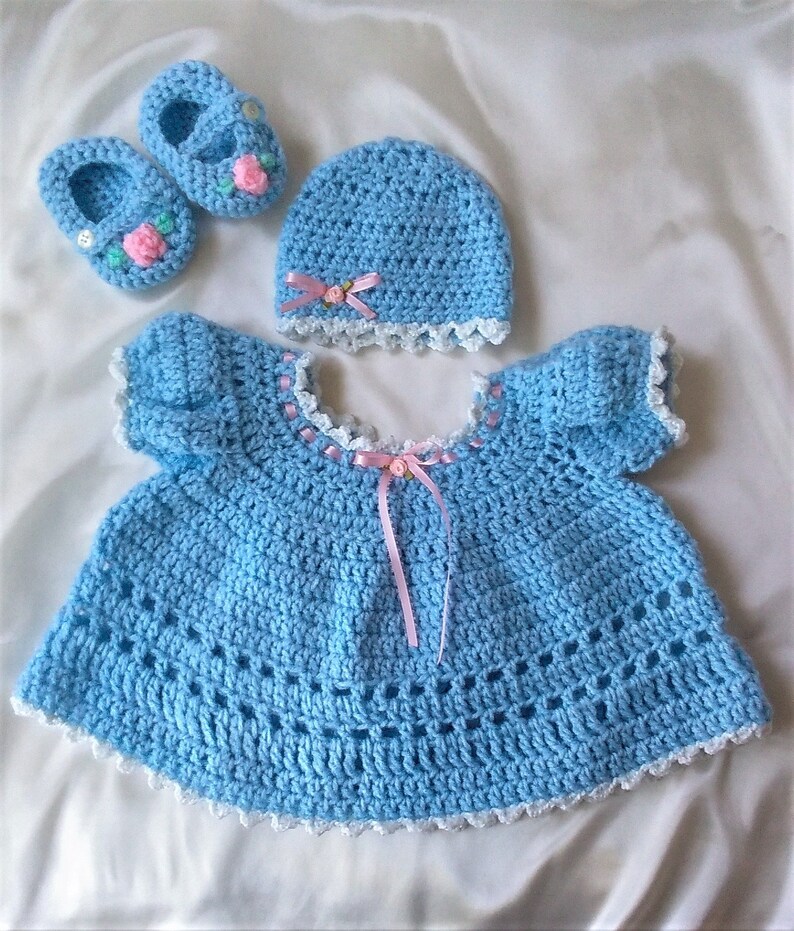 Crocheted Baby Girl Layette SetBaby Girl Blue Layette Etsy