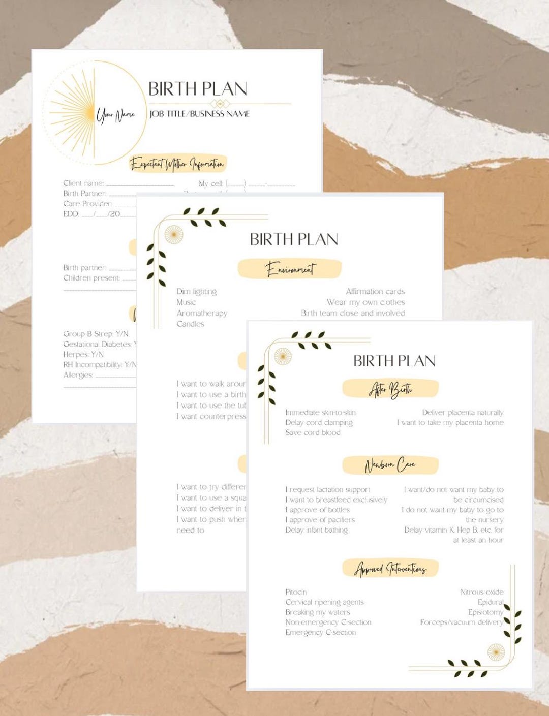 Birth Plan Template - Etsy