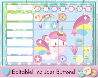 unicorn reward chart etsy