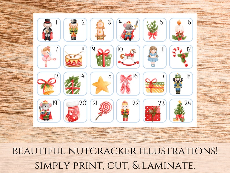 Christmas Countdown Calendar Printable the Nutcracker Xmas - Etsy