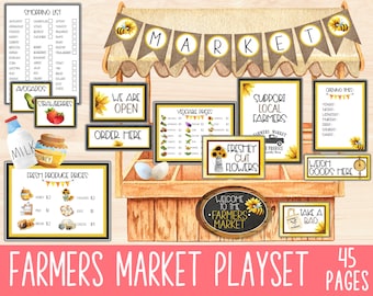 Farmer's Market Dramatic Play, Pretend Play Printable, Farmer's Market Pretend Play Set, Play Money, Imaginative Play, Preschool Activities