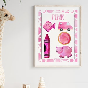 Watercolor Preschool Printables Colors Classroom Posters, Kindergarten Homeschool Decor, Printable Educational Wall Art, PreK Learning image 2