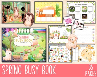 Spring Busy Book Printable, Homeschool Busy Book For Kids, Seasons Quiet Book For Preschool, Busy Binder, Spring Animal Printable Busy Book