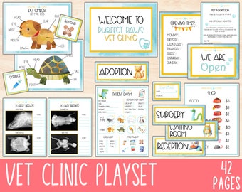 Vet Clinic Dramatic Play, Pretend Play Printable, Pet Play, Animal X Rays Pretend Play Set, Imaginative Play Animal Hospital
