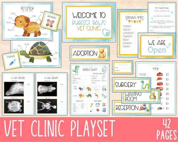 Vet Clinic Dramatic Play, Pretend Play Printable, Pet Play, Animal X Rays Pretend Play Set, Imaginative Play Animal Hospital
