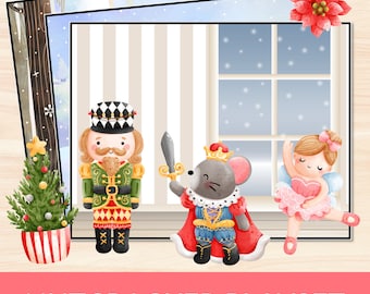 Ensemble de jeu de Noël casse-noisette, jeu de simulation de Noël amusant, activité hivernale pour tout-petits, ensemble de casse-noisette de vacances pour enfants, école à la maison temps calme à imprimer