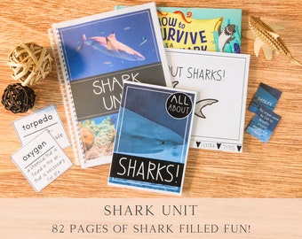 Printable Shark Unit, Shark Nature Study Pack, Learning About Sharks, Homeschool Toddler Shark Worksheet Activities, Shark Board Game,