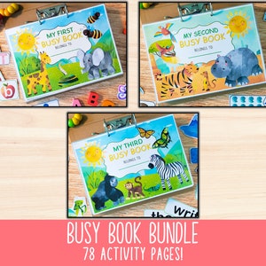 Printable Busy Book Bundle, Toddler Preschool Binder Printable Quiet Book Activities, Montessori Homeschool Busy Book Learning Binder