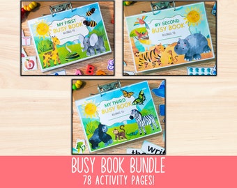 Printable Busy Book Bundle, Toddler Preschool Binder Printable Quiet Book Activities, Montessori Homeschool Busy Book Learning Binder