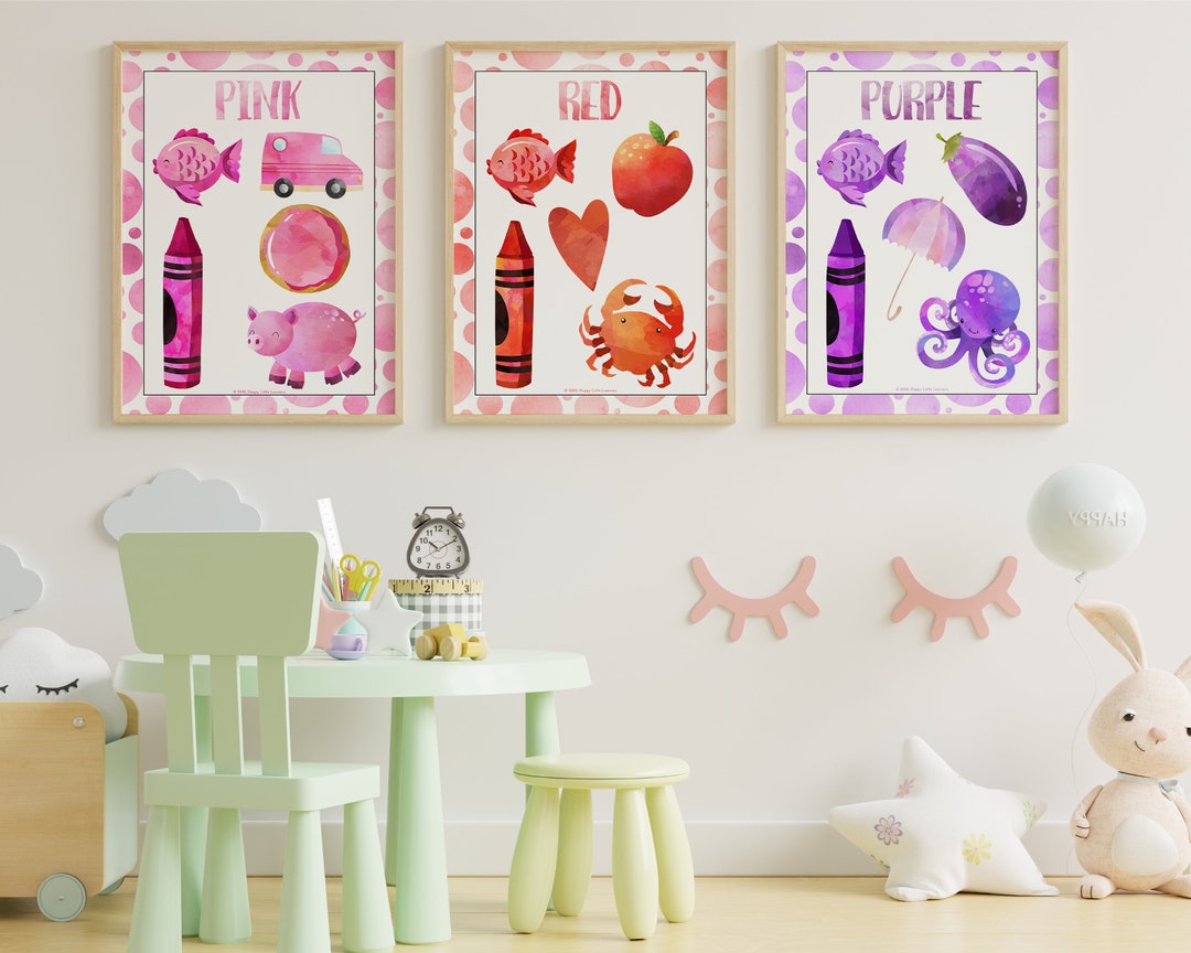 Watercolor Preschool Printables Colors Classroom Posters - Etsy