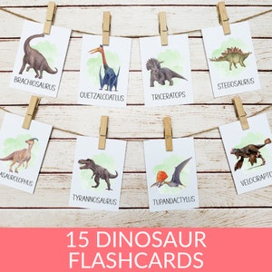 Dinosaur Flashcards Preschool Printables, Watercolor Montessori Cards, Toddler Flashcards, Homeschool Kindergarten Activity, Prek Activities