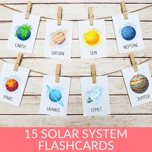 Solar System Planet Flashcards Preschool Printables, Montessori Space Cards, Toddler Homeschool Kindergarten Activity, Prek Activities