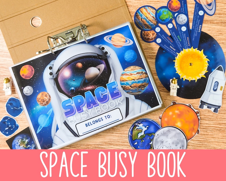 Printable Space Busy Book Activity Binder, Printable Solar System Quiet Book, Montessori Homeschool Learning, Preschool Classroom Resources image 1
