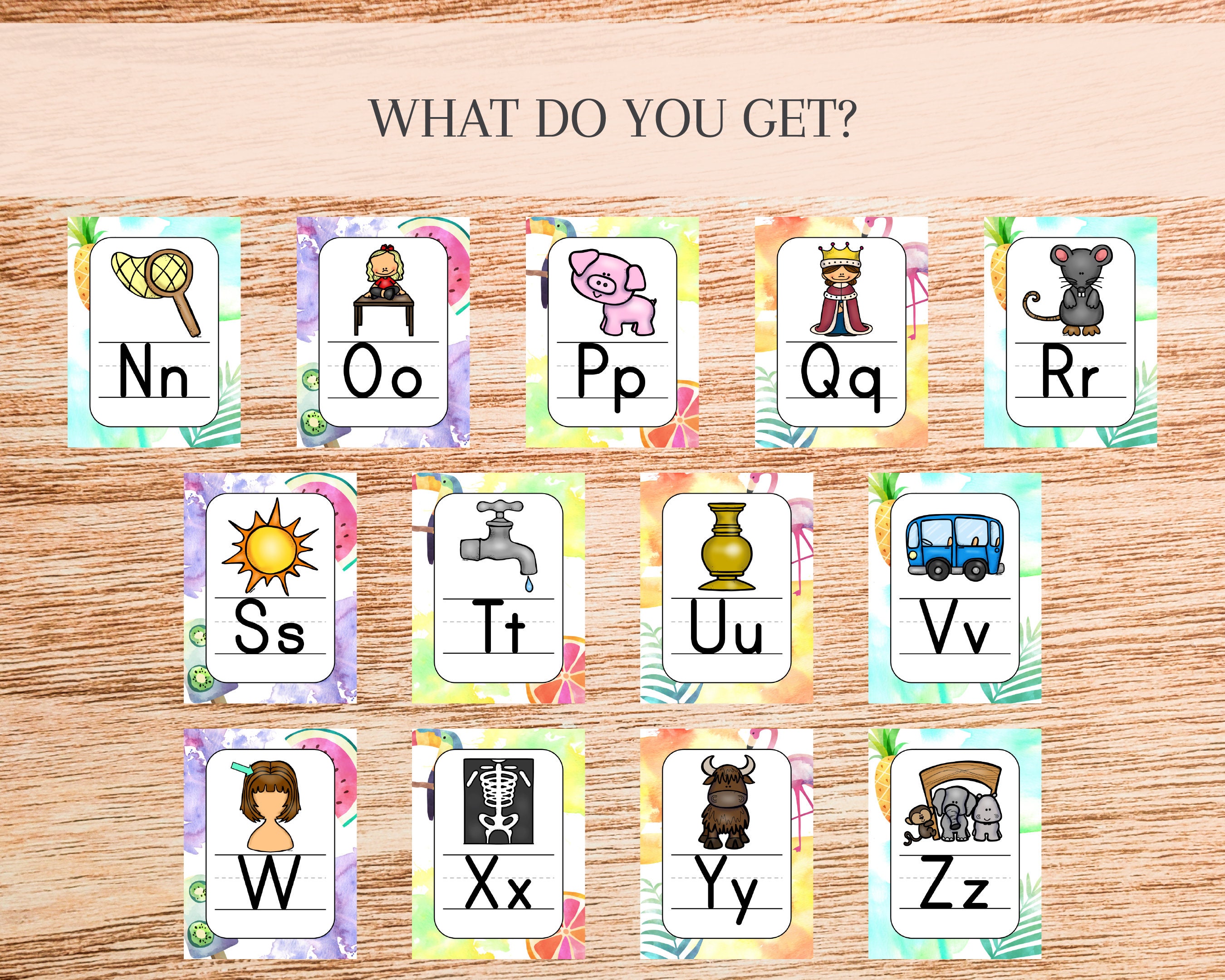 Alphabet Preschool Printable Posters, Learning the Alphabet Watercolor