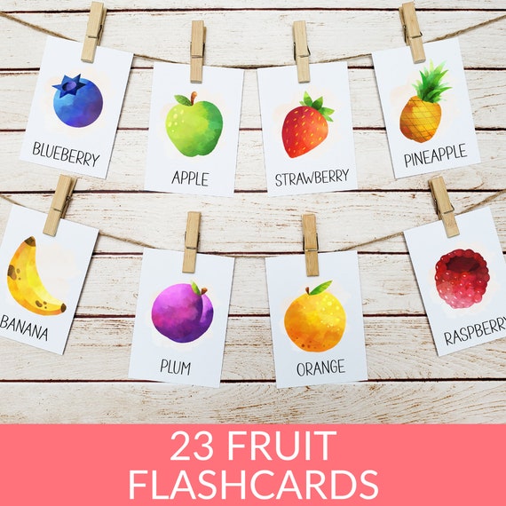 Fruit Flashcards Preschool Printables, Montessori Cards, Toddler Flashcards, Homeschool Kindergarten Activity, Prek Activities, Learning Fun