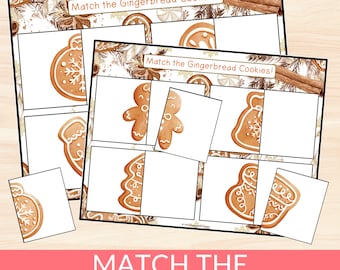 Christmas Matching Cookies Activity, Gingerbread Cookie Match, Toddler Learning Game, Kids Fun Christmas Activities, Homeschool Printables