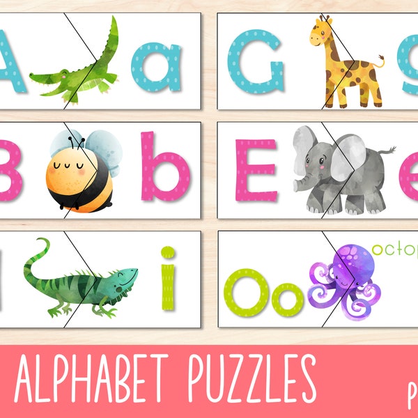 Printable Alphabet Puzzles, Preschool Printable ABC Activity, Cut & Laminate, Toddler Alphabet Puzzle, Learn The Alphabet, ABC Letter Match