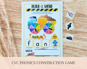 CVC druckbares Lesespiel, Anfang Phonics Anblick Wort Praxis, beschäftigt Buch Wortfamilien, Lernen zu lesen, Homeschool Kindergarten Kinder