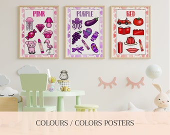Printable Colors Posters for Classroom Wall Art, Kindergarten Home School Decor, Preschool Printable Educational Wall Art, Learning Color