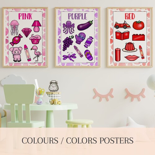 Printable Colors Posters for Classroom Wall Art Kindergarten Etsy