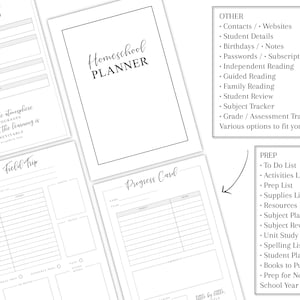 Printable Homeschool Planner, Downloadable Homeschool Organiser, Academic Lesson Planner, Happy Planner Inserts, Classic Style & Theme, Everything You Would Need