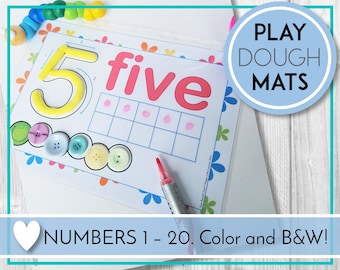 Numbers 1 - 20 Play Doh Mats, Printable Counting Numbers Worksheet Preschool & Kindergarten, Classroom Teaching Resources, Kids Activities