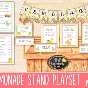 Lemonade Stand Dramatic Play Printable, Letnia zabawa w udawanie, Zabawa wyobraźniowa, Zajęcia dla szkół domowych, Zajęcia dla przedszkolaków, Natychmiastowe pobieranie