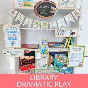 Pretend Play Library, Dramatic Play Printable, Pretend Play Set, Imaginative Play, Instant Download