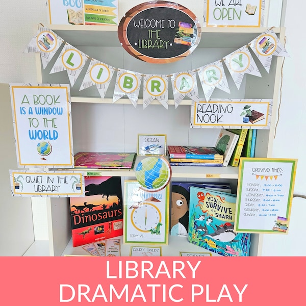 Pretend Play Library, Dramatic Play Printable, Pretend Play Set, Imaginative Play, Instant Download