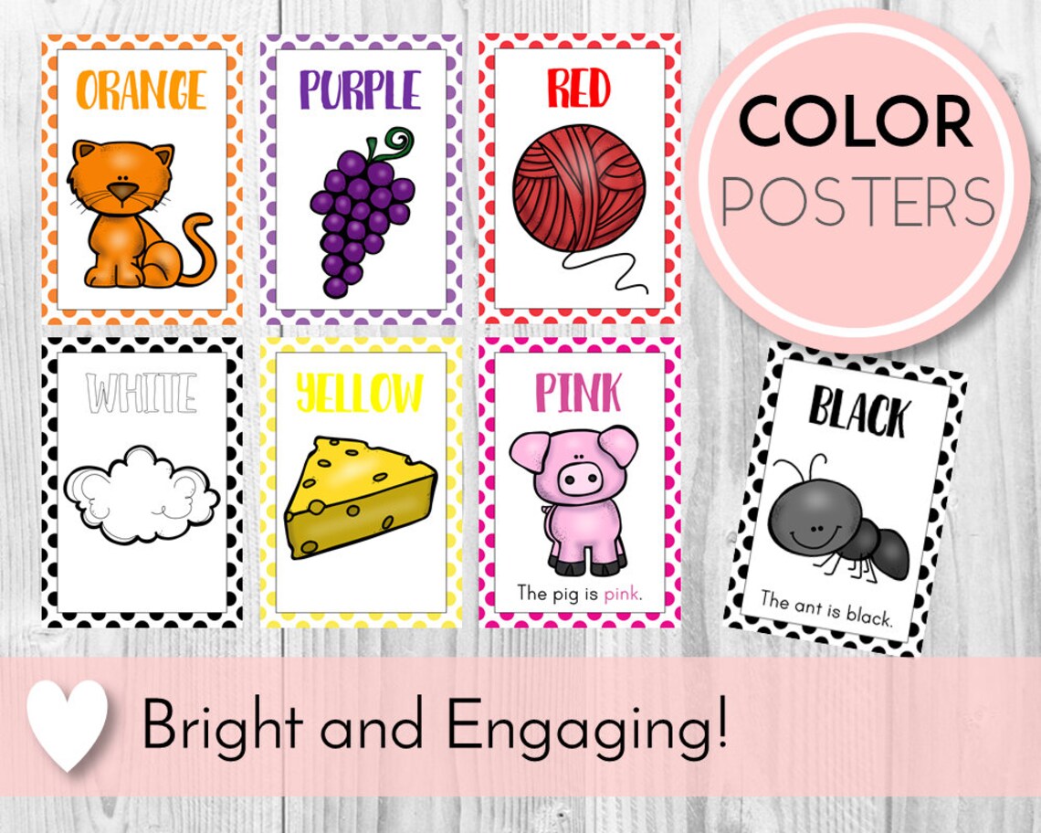 Color Posters Colour Posters Teaching Colors Learning Etsy