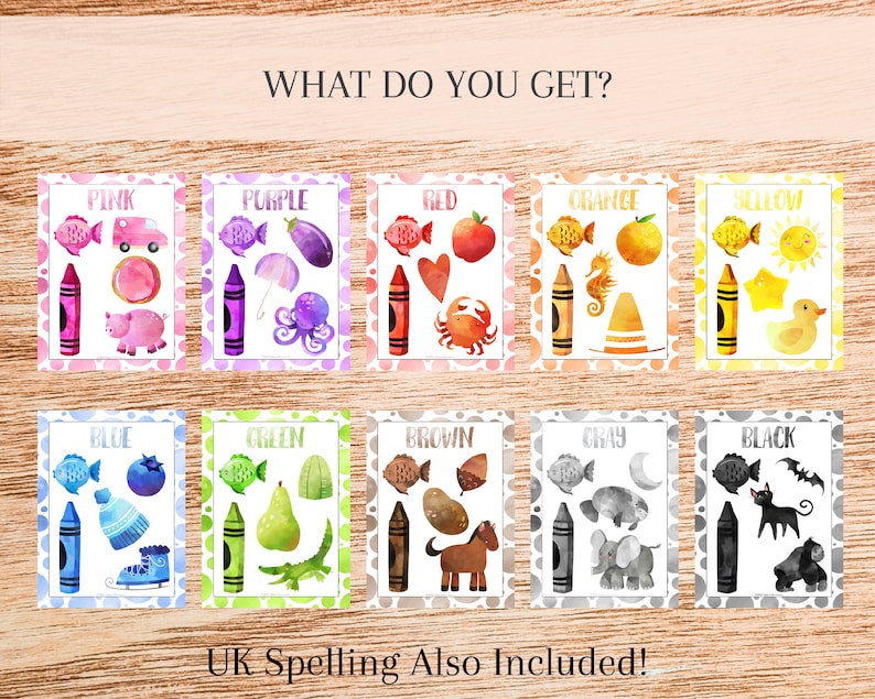 Watercolor Preschool Printables Colors Classroom Posters, Kindergarten Homeschool Decor, Printable Educational Wall Art, PreK Learning image 5