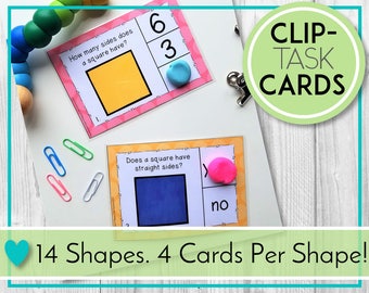 Shape Matching Printable Worksheet, Play Doh Shapes Attributes Task Cards, Digital Teaching Resource for Preschool, Kindergarten, Homeschool