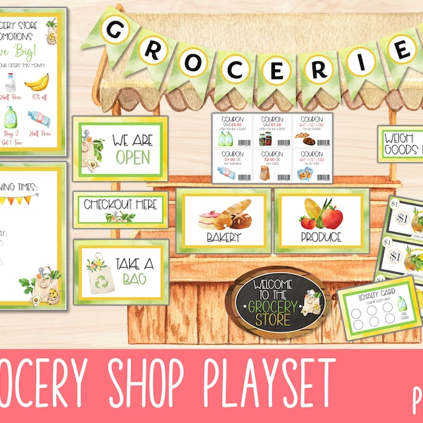 Grocery Shop Dramatic Play, Pretend Play Printable, Groceries Pretend Play Set, Supermarket Food Imaginative Play, Preschool Activities