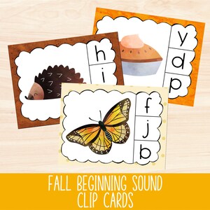Schede con clip sonore per l'inizio dell'autunno, Schede attività autunnali, Attività di apprendimento per bambini, Attività di abbinamento divertenti per bambini, Tempo tranquillo della scuola a casa stampabile